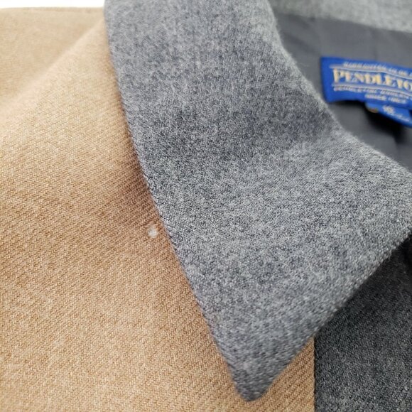 Pendleton Virgin Wool Jacket Full Zip Front Tan Gray Lightweight Womens Sz 10 - Picture 3 of 10